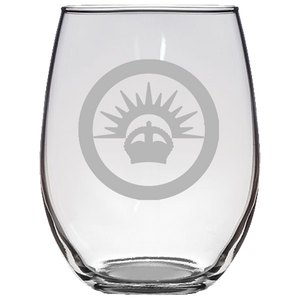 ANZAC Roundel Stemless Wine Glass Laser Etched No Colored Art
