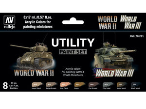 Utility WW2 & WW3 Paint Set from Vallejo (8) Colors