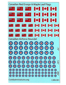 1/285 Canadian Red Ensign/ Maple Leaf Flag and Roundel  Water Slide Decals