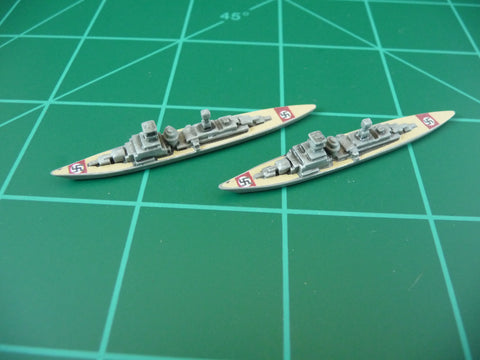 Custom Painted German Cruiser By Military Miniatures (x2)
