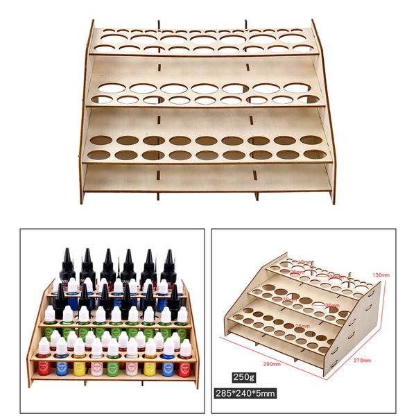 Wooden Pigment Paint Bottles Rack Organizer Epoxy Tools Storage Model Box