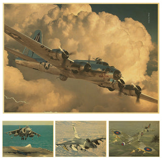 World War II plane and aircraft Poster retro kraft paper wall poster home decor