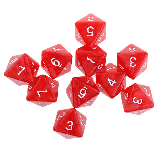 10pieces 8 Sided Dice D8 Polyhedral Dice for DND Party Table Board Games Dice Set Acrylic 1.6cm D8 Polyhedral Dices