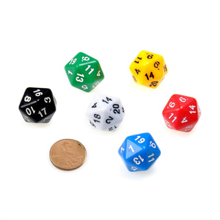 6pc D20 Dice in Opaque Colors