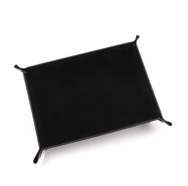 Rectangle Storage Tray PU Leather Velvet Folding Dice Tray