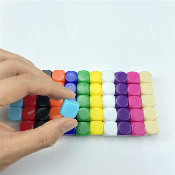 10Pcs/Lot 16mm Dice Rounded Corner Boardgame Acrylic Hexahedron Blank Dice Can Write Color Free Creativity Interesting DIY Dice