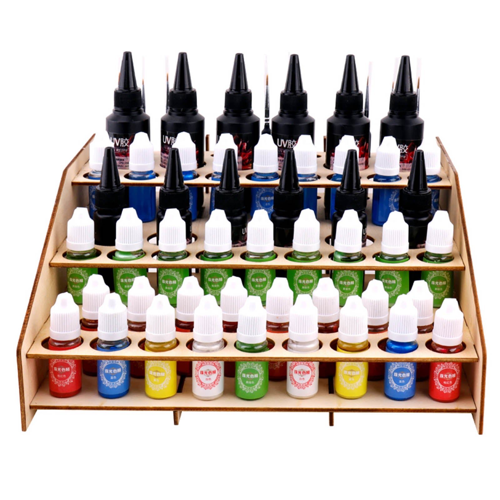 Wood Paint Rack Stand Organizer for Pigment Inks Bottle Paint Tool Storage Paint  Holder for Acrylic Painting Paint Rack