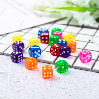 10PCS/Lot Dice Set 10 Colors  High Quality Acrylic 6 Sided Transparent Dice  For Club/Party/Family Games 14mm