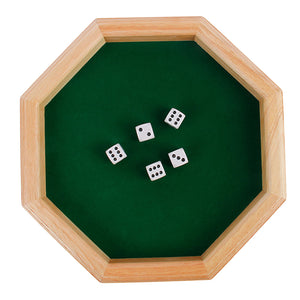 Heavy Duty 12 Inch Octagonal Wooden Dice Tray with Felt Lined Rolling Surface
