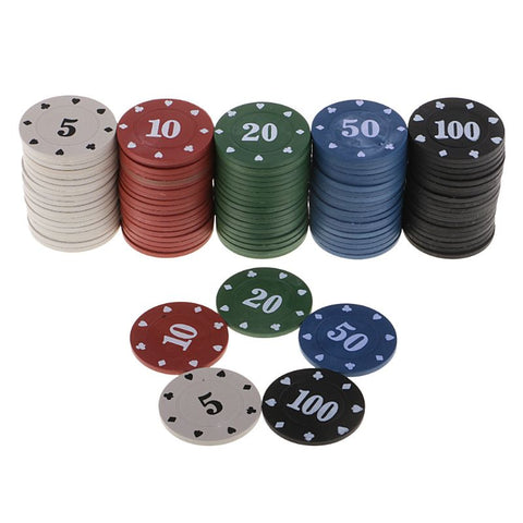 100pc Round Plastic Casino Chip Set