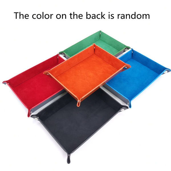 Rectangle Storage Tray PU Leather Velvet Folding Dice Tray