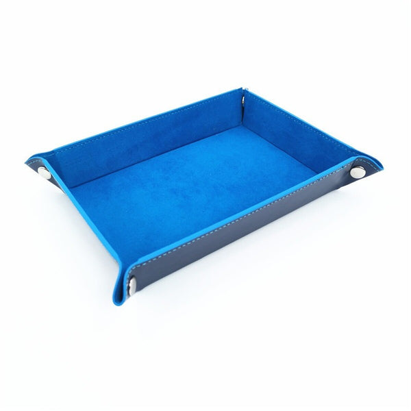 Rectangle Storage Tray PU Leather Velvet Folding Dice Tray