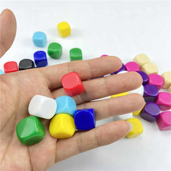 10Pcs/Lot 16mm Dice Rounded Corner Boardgame Acrylic Hexahedron Blank Dice Can Write Color Free Creativity Interesting DIY Dice