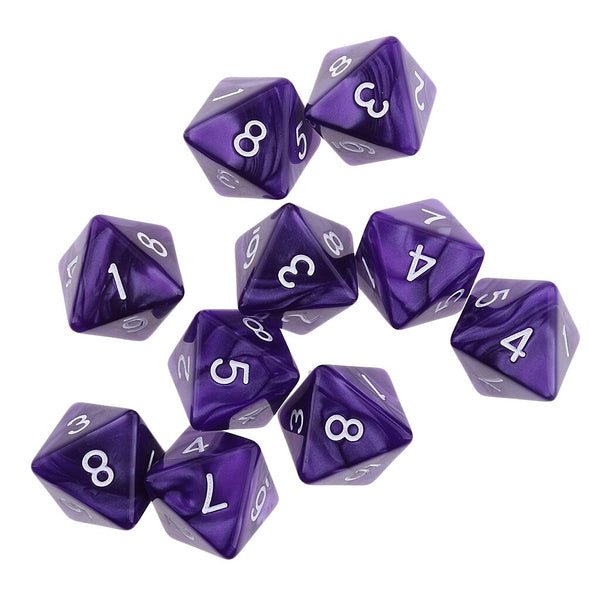 10pieces 8 Sided Dice D8 Polyhedral Dice for DND Party Table Board Games Dice Set Acrylic 1.6cm D8 Polyhedral Dices
