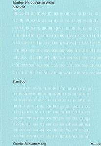1/300-1/600 Modern No. 20 Font Numbers (White or Black)
