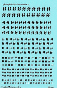 1/300-1/600 Lighting Bolt Silhouette in Black Waterslide Decals