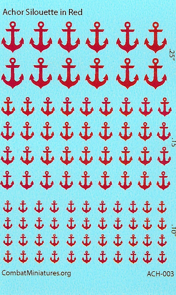 1/300-1/600 Anchor Silhouette in Red Water Slide Decals