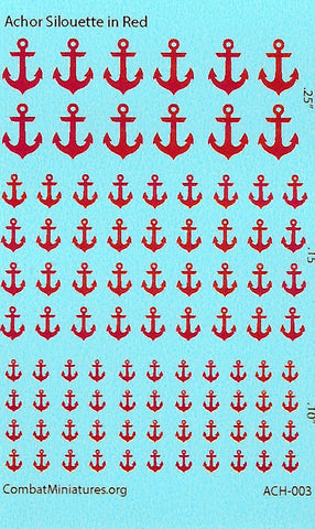 1/300-1/600 Anchor Silhouette in Red Water Slide Decals