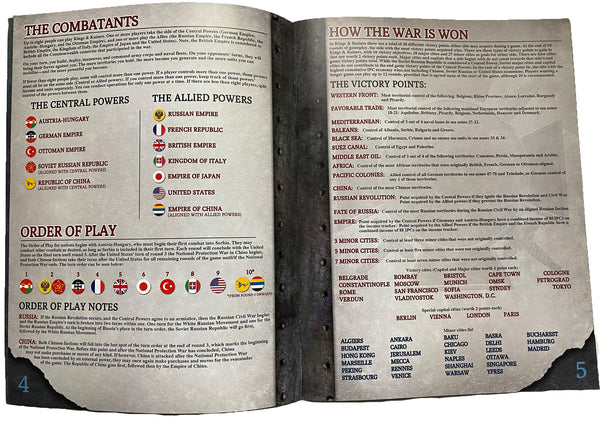 Printed Rulebook for Kings & Kaisers Board Game V1.4