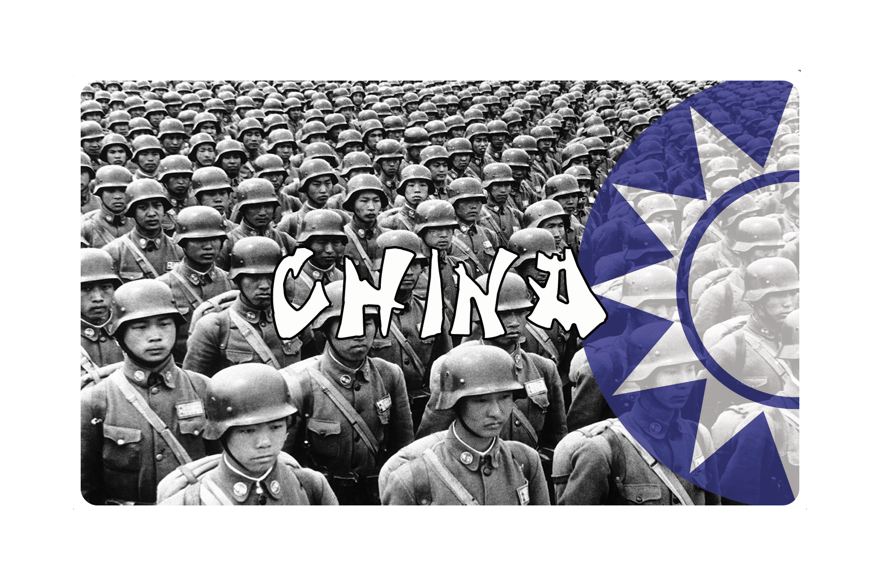 3.5" x 5.5" Nationalist Chinese Roundel Combat Label with Title