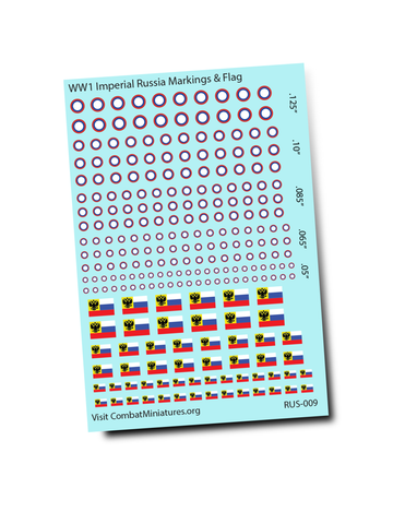 WW1 Imperial Russia Markings & Flag Water Slide Decals