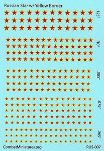 1/300 1/600 WW2 Russian Star with Yellow Border Water Slide Decals