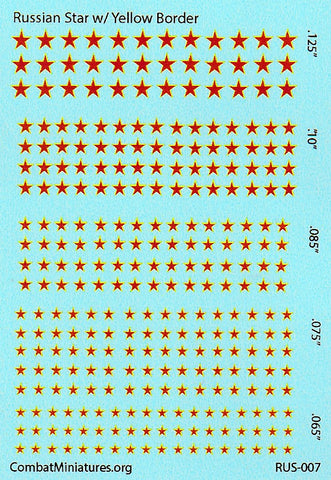 1/300 1/600 WW2 Russian Star with Yellow Border Water Slide Decals