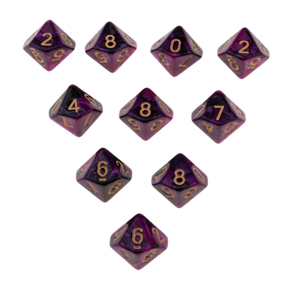 10pcs Double-colors D10 Multi-sided Dice Set