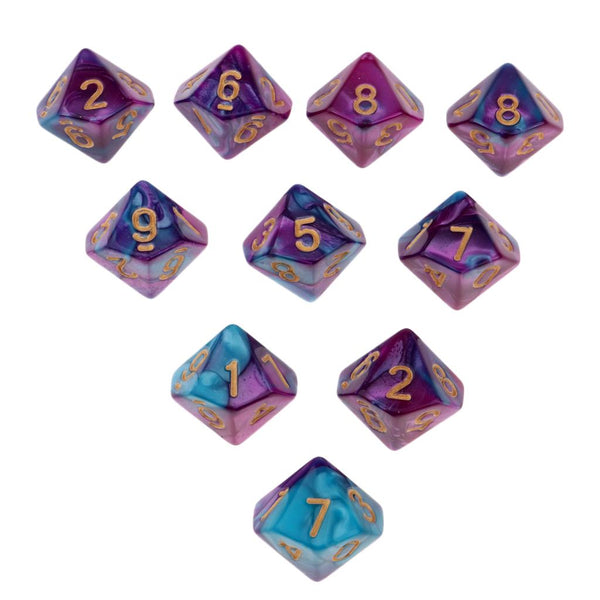 10pcs Double-colors D10 Multi-sided Dice Set