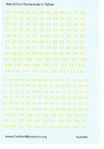 1/285 Stencil Numbers in Yellow Water Slide Decals