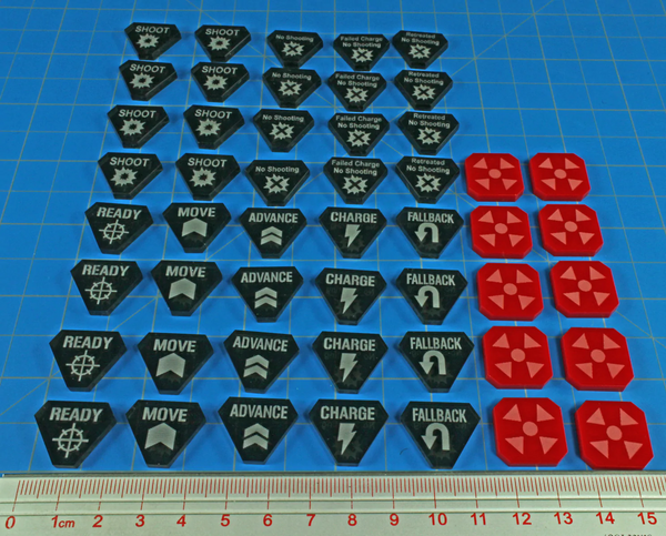 Combat Token Set compatible with WH:KT, Translucent Grey & Red (x50)