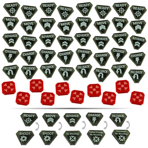 Combat Token Set compatible with WH:KT, Translucent Grey & Red (x50)