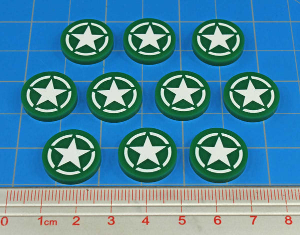 20pc WWII Tokens, American Army Green Roundel