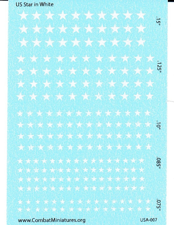 1/285 US Star in White Water Slide Decals