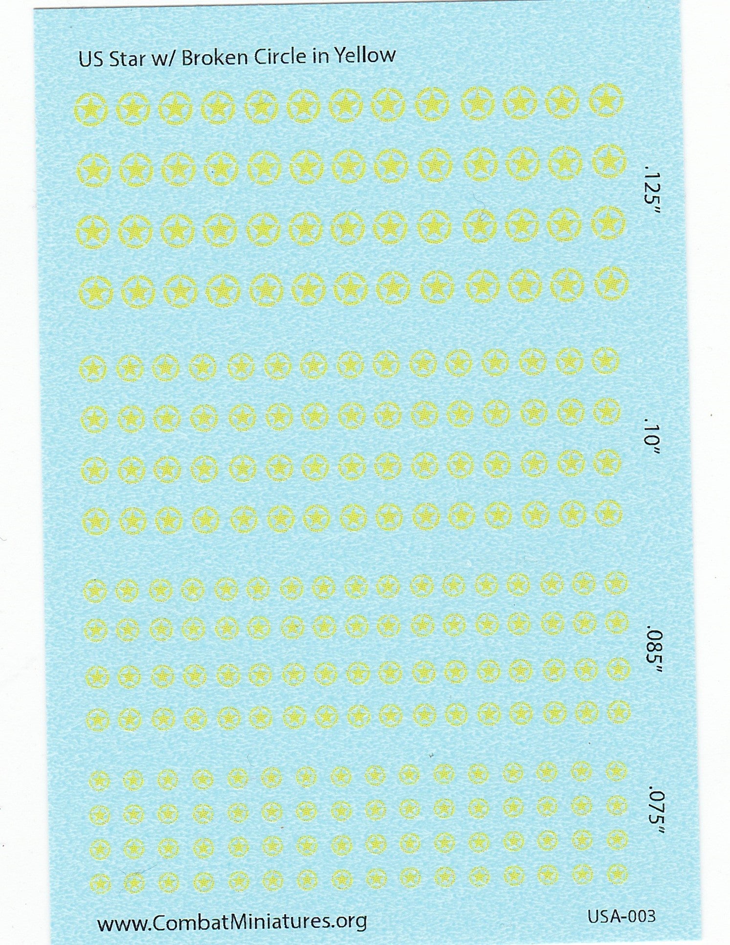 1/285 US Star in Broken Circle (Yellow) Water Slide Decals