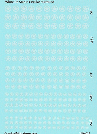 1/285 White US Star in Circle Water Slide Decals