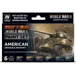 American Armour & Infantry Paint Set from Vallejo (6) Colors - Combat Miniatures