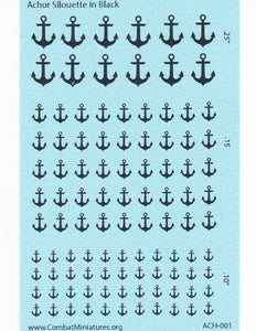 1/300-1/600 Anchor Silhouette in Black Water Slide Decals