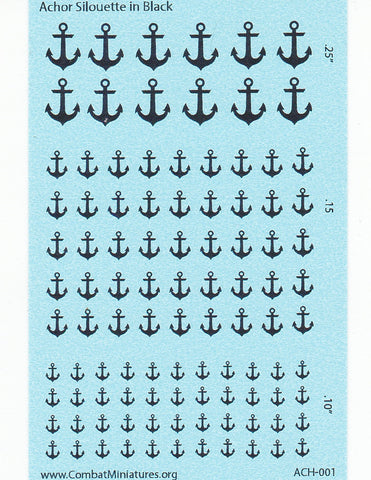 1/300-1/600 Anchor Silhouette in Black Water Slide Decals