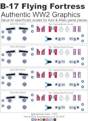 Axis & Allies Decal Kit - B - 17 - Combat Miniatures