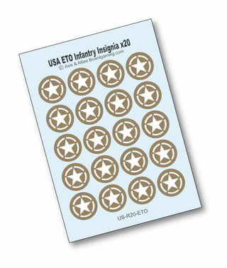 Axis & Allies US Infantry Base Insignia Water Slide Decal/Your Choice Pacific or Europe (x20) - Combat Miniatures