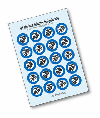 Axis & Allies US Marine Infantry Base Insignia Water Slide Decal (x20) - Combat Miniatures
