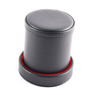 Black PU Leather Dice Cup with Red Flannel Interior and Lid, Comes With 6pcs Dices - Combat Miniatures