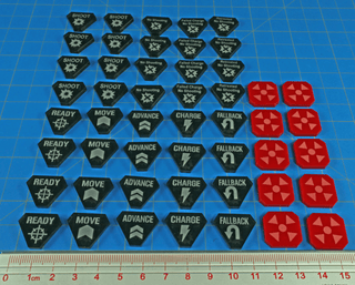 Combat Token Set compatible with WH:KT, Translucent Grey & Red (x50) - Combat Miniatures