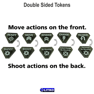 Combat Token Set compatible with WH:KT, Translucent Grey & Red (x50) - Combat Miniatures