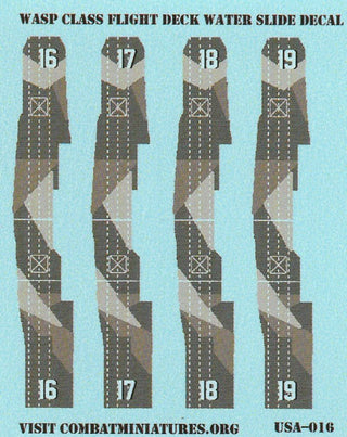 Custom Camouflaged WASP Class US Carrier Flight Deck Water Slide Decal (x4) - Combat Miniatures