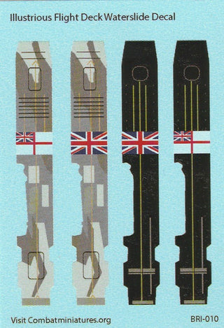 Custom Illustrious Class Flight Deck Waterslide Decals (x4) - Combat Miniatures