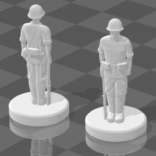 1/72 3D Printed Japanese Infantry with Helmet (x15)