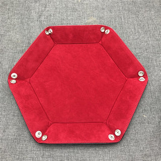 Foldable Storage Tray Hexagon PU Leather Velvet Cloth Dice Tray - Combat Miniatures