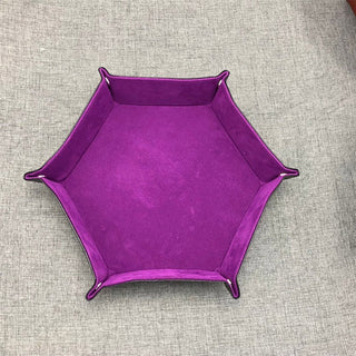 Foldable Storage Tray Hexagon PU Leather Velvet Cloth Dice Tray - Combat Miniatures